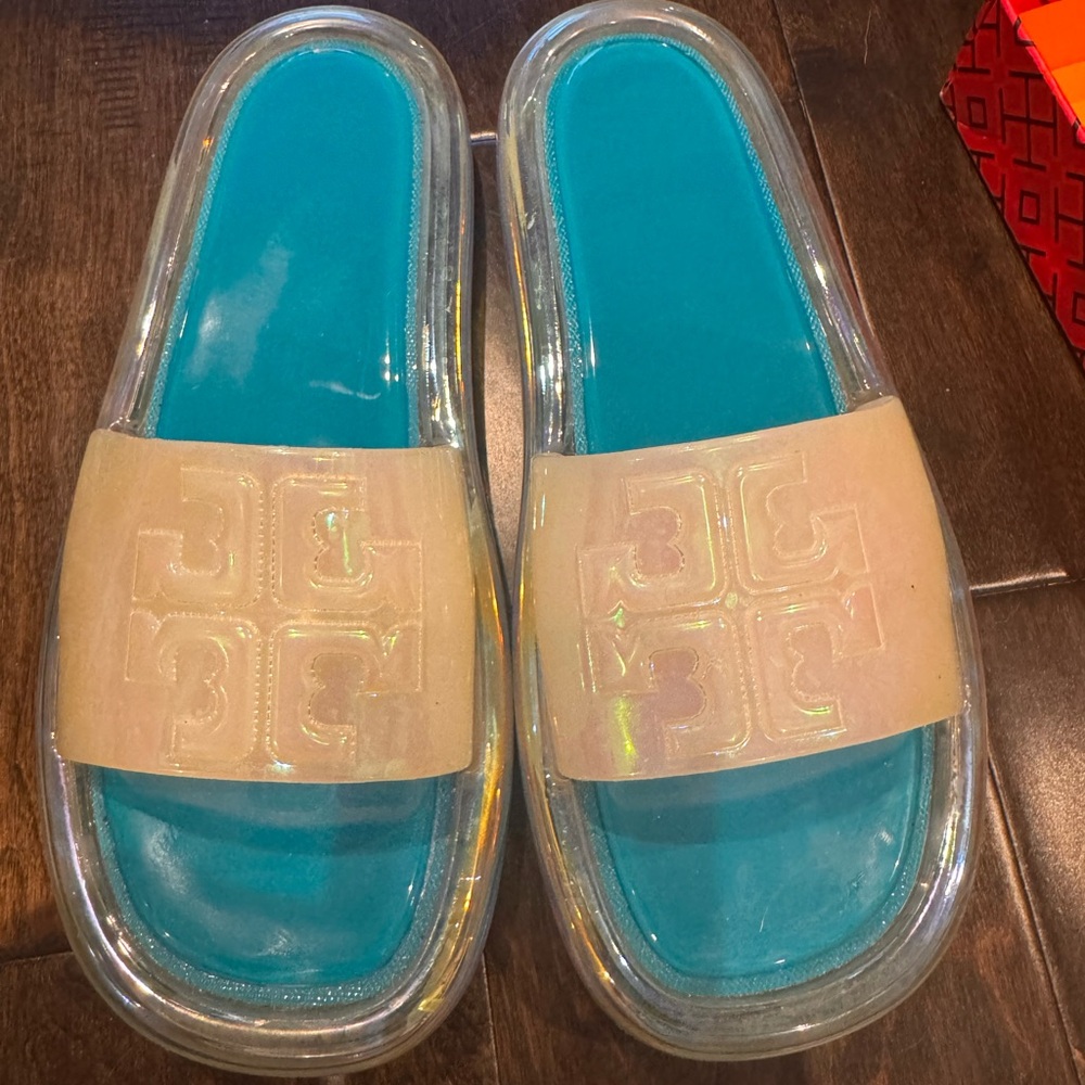 Tory Burch slides iridescent